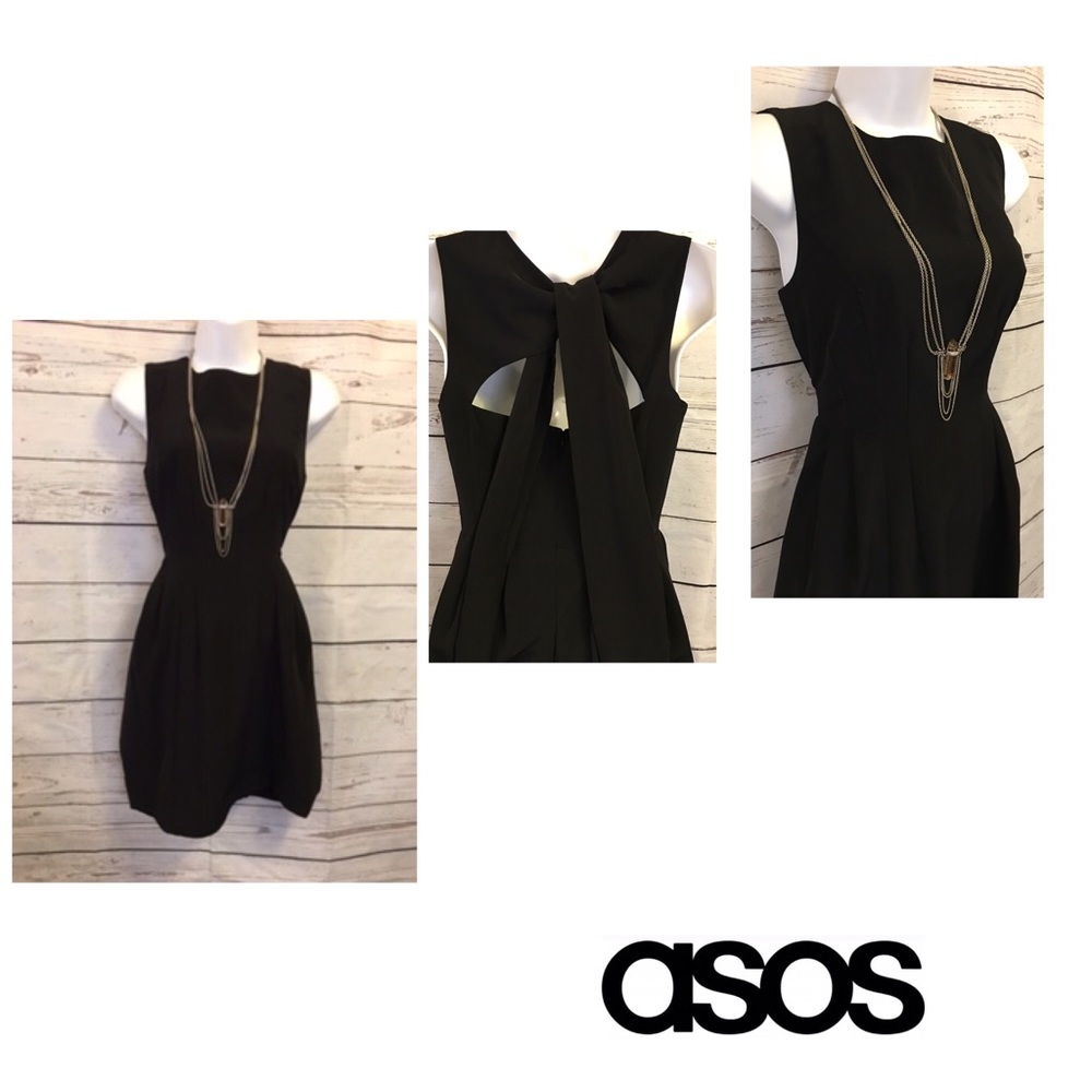 ASOS Black Cowl Skirt Dress With Back Tie Size 2 date, night dinner party